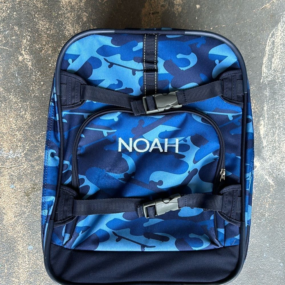Pottery Barn Kids Blue Camouflage Mini Suitcase – Noah Embroidered on Front